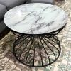 Bàn Sofa Chân Sắt Eo Mặt Vân Đá Mới 99%