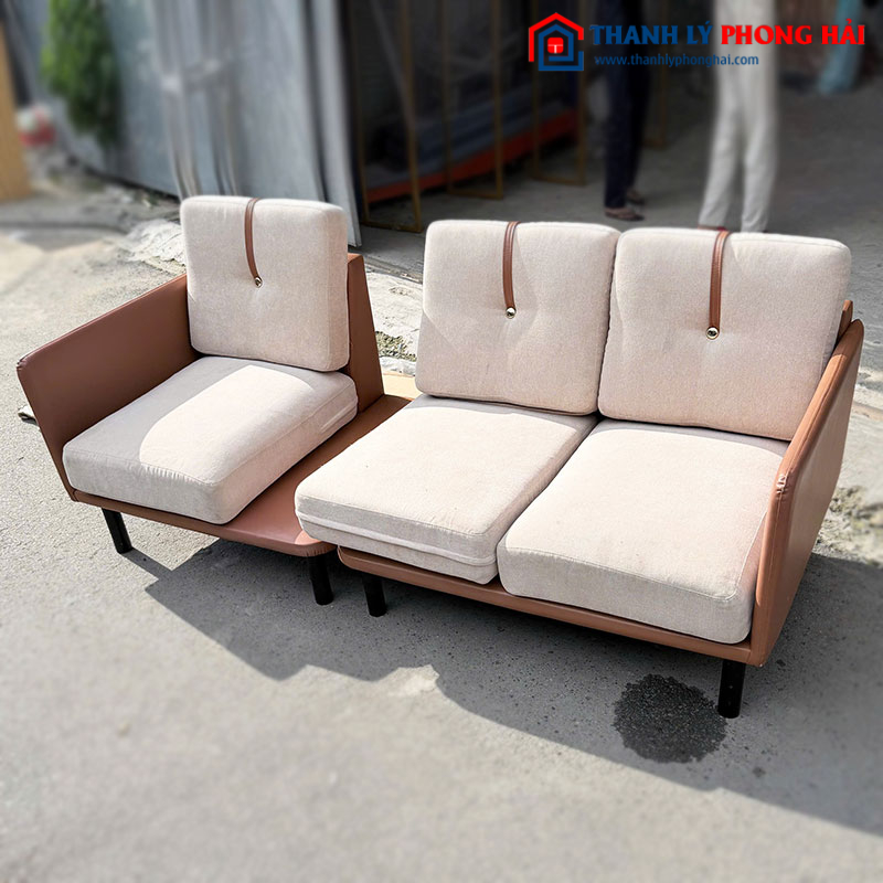 Băng Sofa 3 Chỗ 2m Bọc Vải Phối Da Cũ