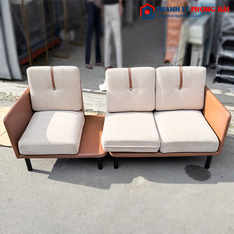Băng Sofa 3 Chỗ 2m Bọc Vải Phối Da Cũ