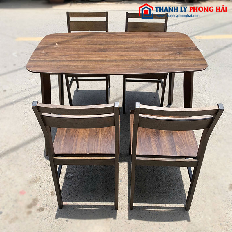 Bộ Bàn Ăn 4 Ghế Full Gỗ Tự Nhiên Cũ