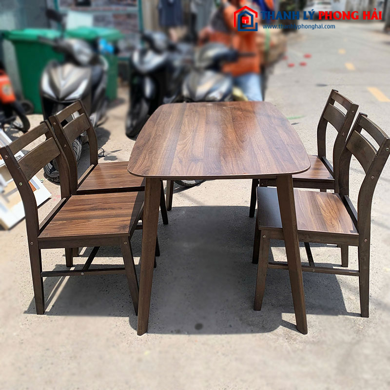 Bộ Bàn Ăn 4 Ghế Full Gỗ Tự Nhiên Cũ