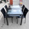 Bộ Bàn Ăn Mặt Kính 4 Ghế Bọc Da Cũ