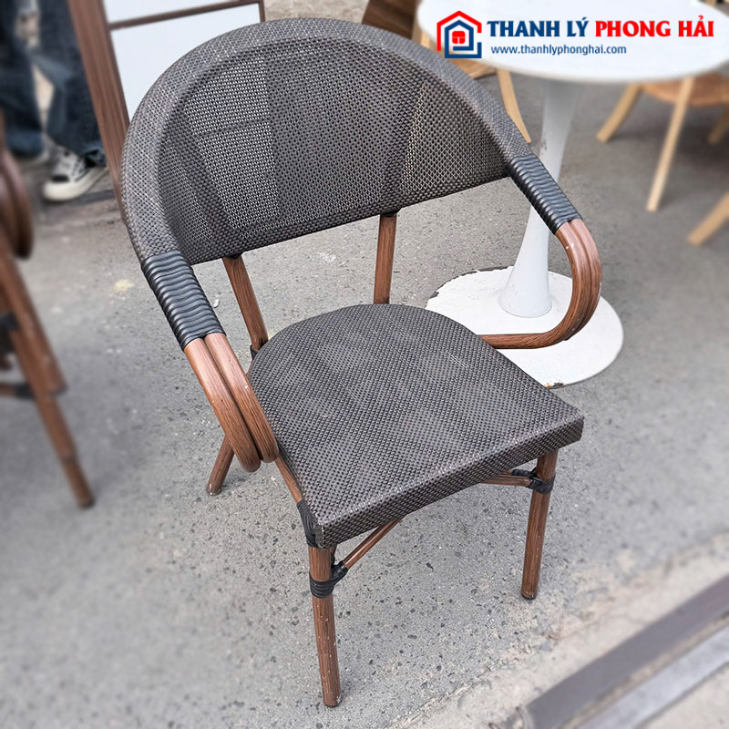 Bộ Bàn Ghế Cafe Mây Chân Sắt Cũ