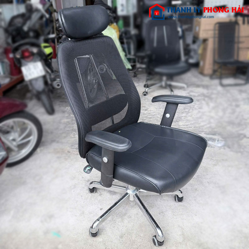 Ghế Xoay Đệm Da Lưng Lưới Chân Xoay Cũ