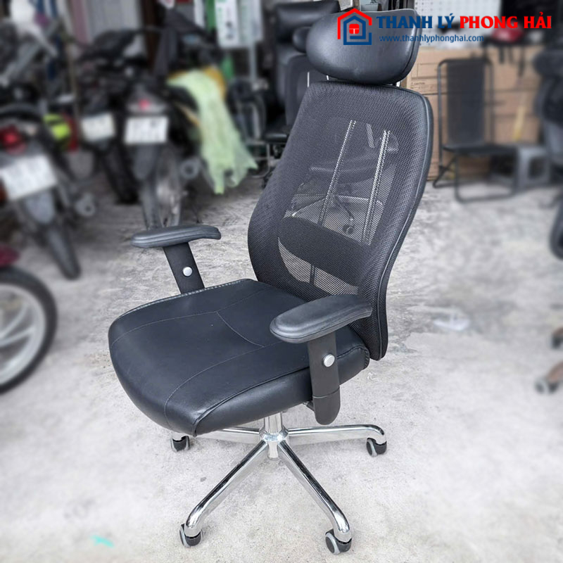 Ghế Xoay Đệm Da Lưng Lưới Chân Xoay Cũ