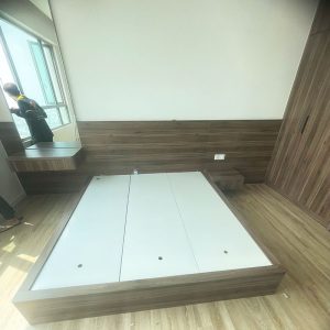 Giường Bệt Gỗ Công Nghiệp Nâu 1m6 Cũ