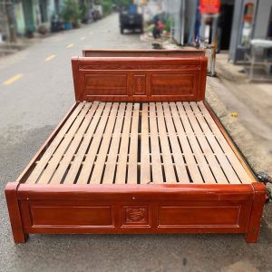 Giường Ngủ Gỗ 1m6 Đầu Giường Chạm Ô Cũ