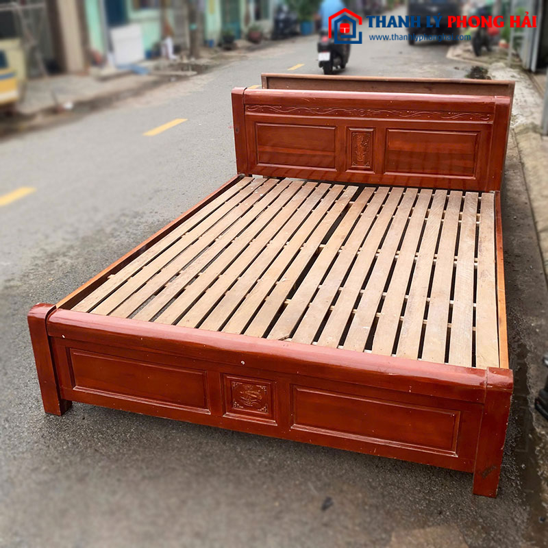 Giường Ngủ Gỗ 1m6 Đầu Giường Chạm Ô Cũ