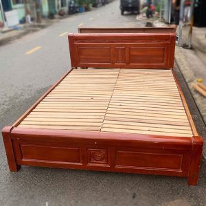 Giường Ngủ Gỗ Đầu Giường Chạm Hoa Cũ