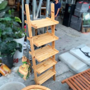 Kệ Decor Gỗ Tự Nhiên 5 Tầng Cũ