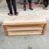Kệ Dép Gỗ 2 Tầng Kèm Đệm Da Cũ
