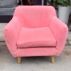 Sofa Đơn Chân Gỗ Bọc Nhung Màu Hồng Cũ