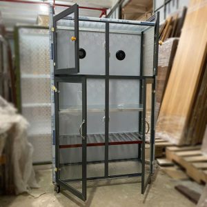Tủ Chén Nhôm Kính Mới 99% Ngang 80cm Có Bánh Xe