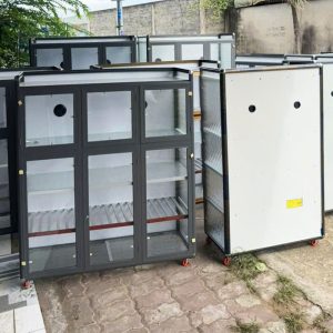 Tủ Chén Nhôm Kính Mới 99% Nhiều Ngăn Có Bánh Xe