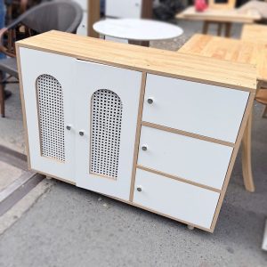 Tủ Giày Dép Phối Lưới Mây 3 Ngăn Cũ