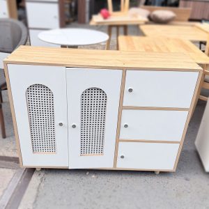 Tủ Giày Dép Phối Lưới Mây 3 Ngăn Cũ