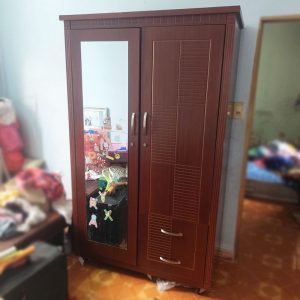 Tủ Quần Áo Gỗ 2 Cánh Có Gương 1m13 Cũ