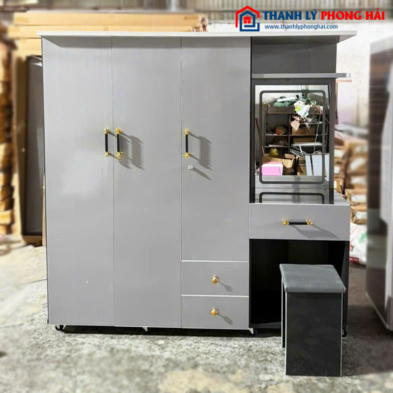 Tủ Quần Áo Nhựa 3 Cánh Mới 99% Kèm Bàn Trang Điểm