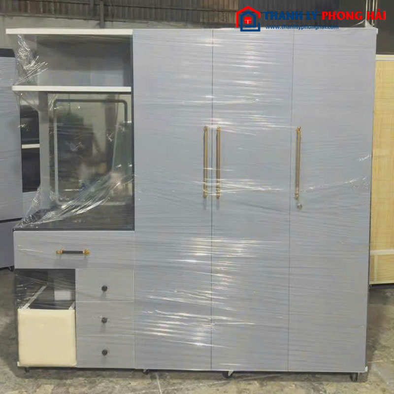Tủ Quần Áo Nhựa 3 Cánh Mới 99% Kèm Bàn Trang Điểm
