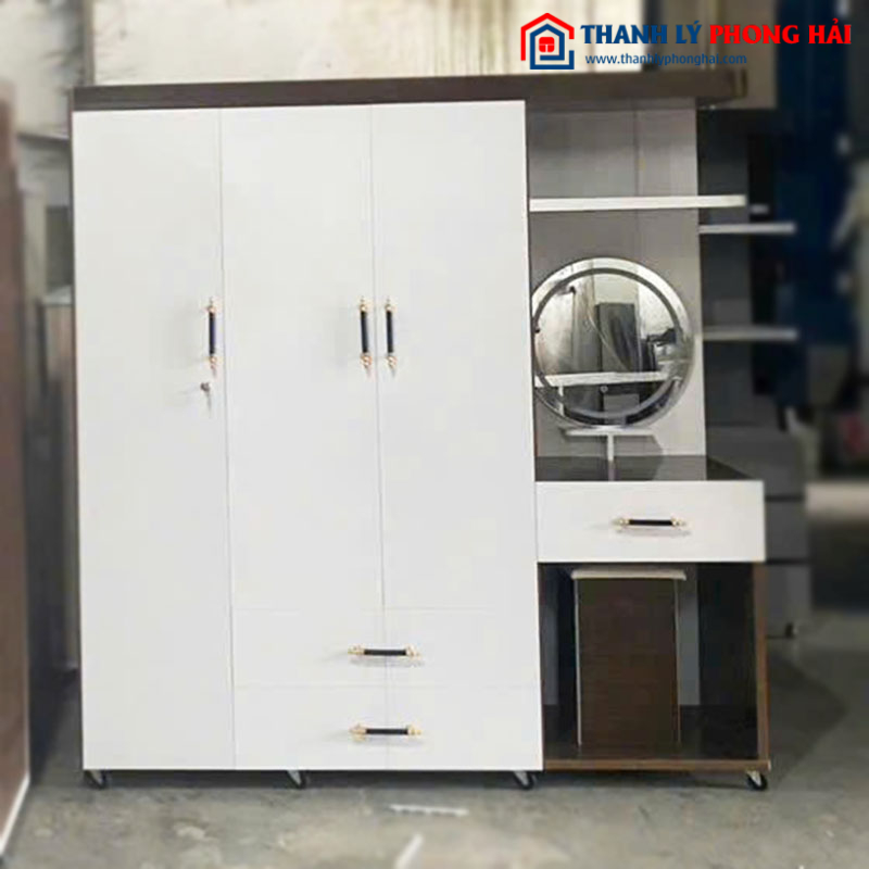 Tủ Quần Áo Nhựa 3 Cánh Mới 99% Kèm Bàn Trang Điểm