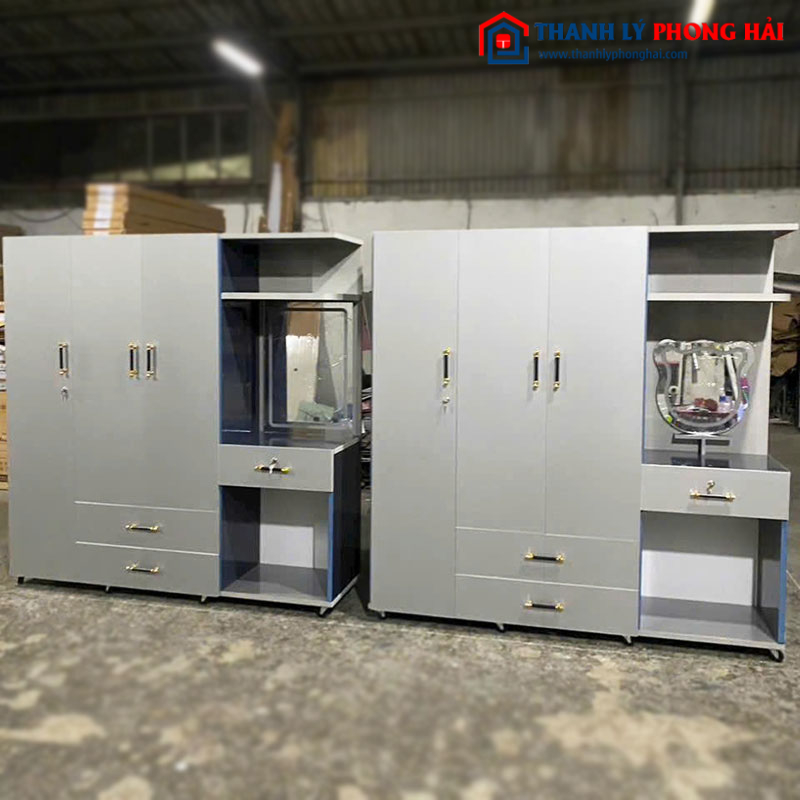 Tủ Quần Áo Nhựa 3 Cánh Mới 99% Kèm Bàn Trang Điểm