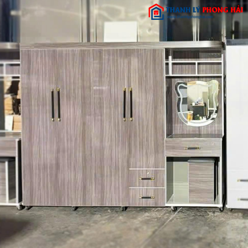 Tủ Quần Áo Nhựa 4 Cánh Mới 99% Kèm Bàn Trang Điểm