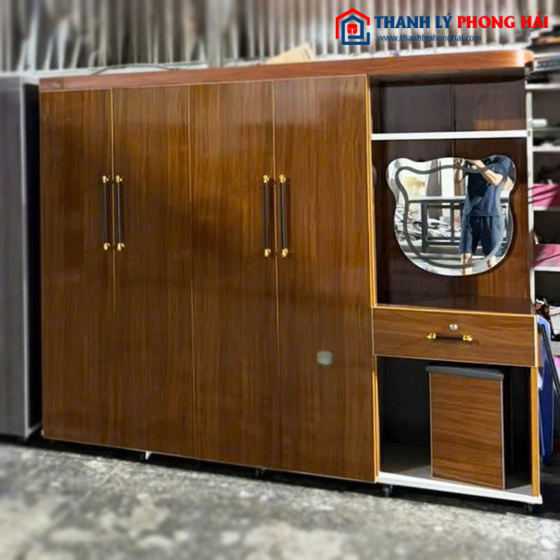 Tủ Quần Áo Nhựa 4 Cánh Mới 99% Kèm Bàn Trang Điểm
