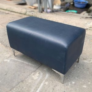Đôn Sofa Bọc Da Xanh 80cm Chân Kim Loại Cũ