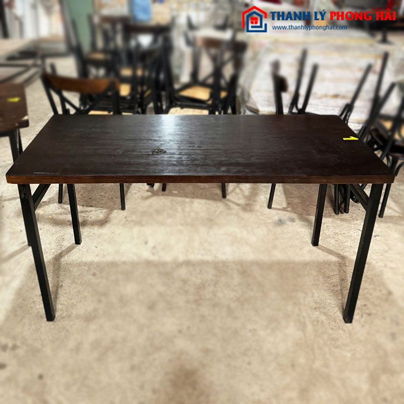Bàn Ăn 1m4 Mặt Gỗ Chân Sắt Cũ