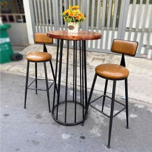 Bàn Ghế Bar Cao Kèm 2 Ghế Bọc Đệm Mới 99%