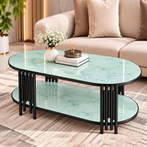 Bàn Sofa Oval Chân Sole Mặt Kính Mới 99% (Nhiều Màu)