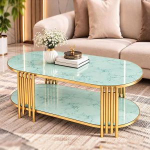 Bàn Sofa Oval Chân Sole Mặt Kính Mới 99% (Nhiều Màu)