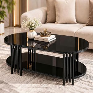 Bàn Sofa Oval Chân Sole Mặt Kính Mới 99% (Nhiều Màu)