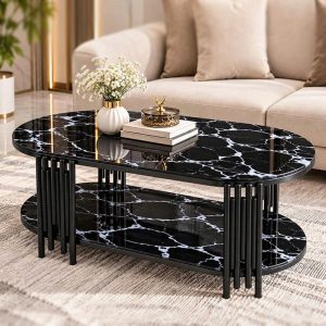 Bàn Sofa Oval Chân Sole Mặt Kính Mới 99% (Nhiều Màu)