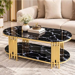 Bàn Sofa Oval Chân Sole Mặt Kính Mới 99% (Nhiều Màu)