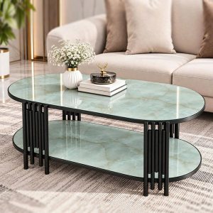 Bàn Sofa Oval Chân Sole Mặt Kính Mới 99% (Nhiều Màu)