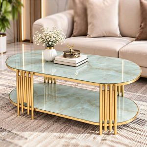 Bàn Sofa Oval Chân Sole Mặt Kính Mới 99% (Nhiều Màu)