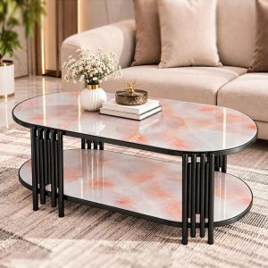 Bàn Sofa Oval Chân Sole Mặt Kính Mới 99% (Nhiều Màu)