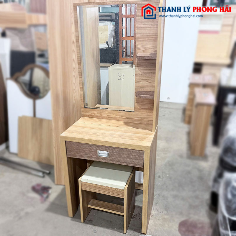 Bàn Trang Điểm Gỗ Có Gương Kèm Kệ Cũ