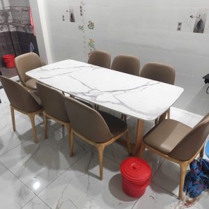 Bộ Bàn Ăn 2m Mặt Đá Kèm 8 Ghế Grace Cũ