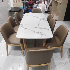 Bộ Bàn Ăn 2m Mặt Đá Kèm 8 Ghế Grace Cũ