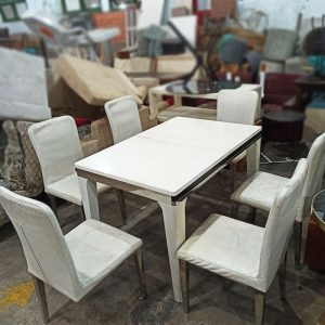 Bộ Bàn Ăn 6 Ghế Bọc Da Thiết Kế Hiện Đại Cũ