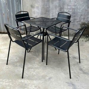 Bộ Bàn Ghế Cafe 5 Món Khung Sắt Mới 99%