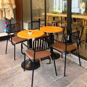 Bộ Bàn Ghế Cafe 9 Lá Lót Nệm Mới 99%