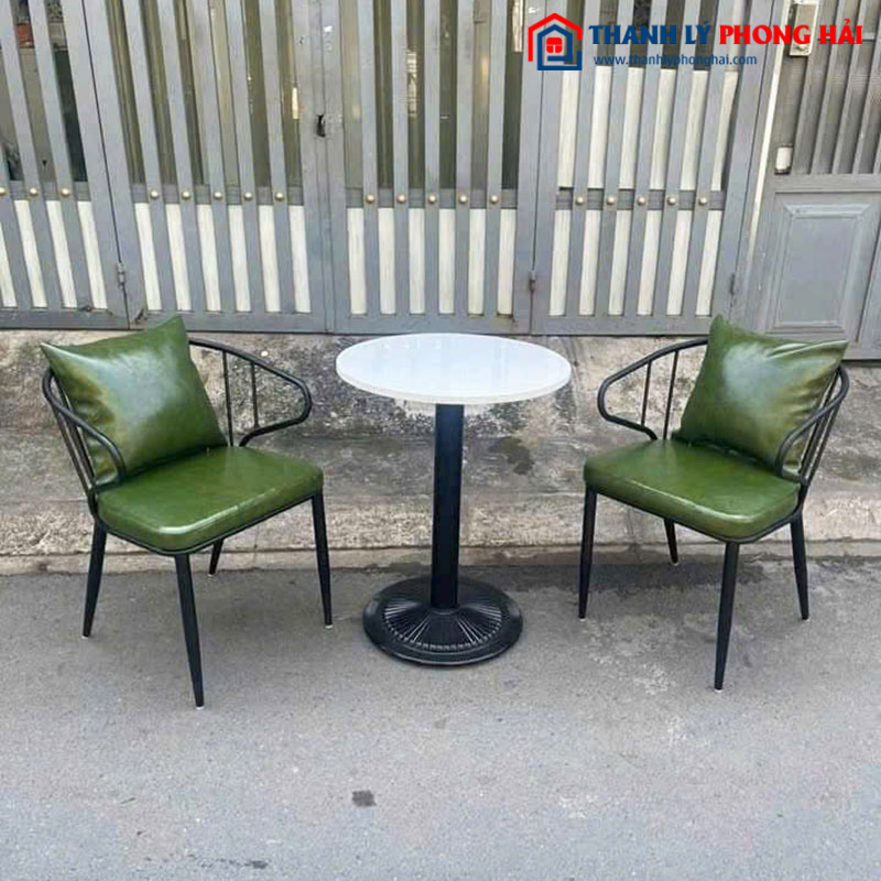 Bộ Bàn Ghế Cafe Bành Khung Sắt Hiện Đại Mới 99%