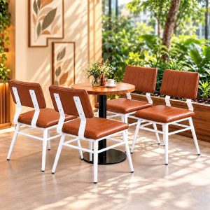 Bộ Bàn Ghế Cafe Đệm Da 4 Ghế Mới 99% (Nhiều Màu)