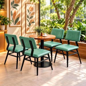 Bộ Bàn Ghế Cafe Đệm Da 4 Ghế Mới 99% (Nhiều Màu)