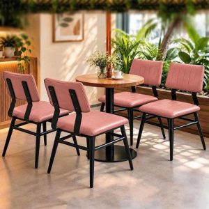 Bộ Bàn Ghế Cafe Đệm Da 4 Ghế Mới 99% (Nhiều Màu)