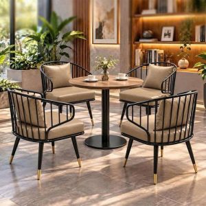 Bộ Bàn Mâm Tròn Cafe 4 Ghế Đệm Da Mới 99% (Nhiều Màu)