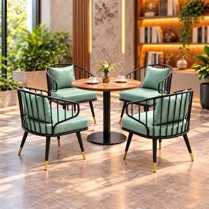 Bộ Bàn Mâm Tròn Cafe 4 Ghế Đệm Da Mới 99% (Nhiều Màu)